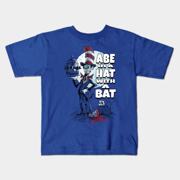 Abe in a Hat with a Bat Kids T-Shirt by WeaselPop